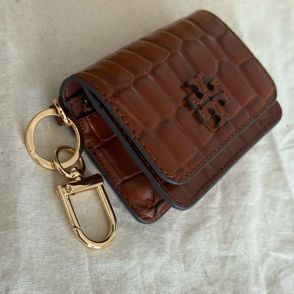 New Tory Burch Thea card holder leather  Croc-Embossed Wallet